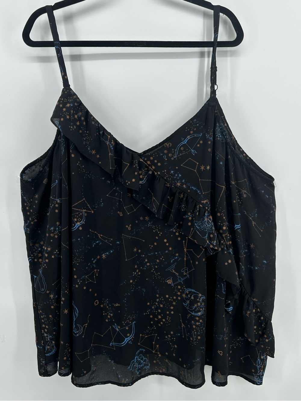 Torrid  Black Celestial Print Ruffle Camisole Women's Size 5X